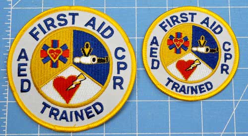 Embroidered Patch - First Aid AED CPR Trained 4 inch