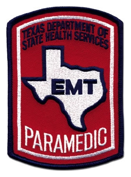 Texas Paramedic Patch with Star of Life - Red Background